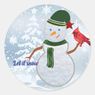 Adesivo boneco de neve com cardeal