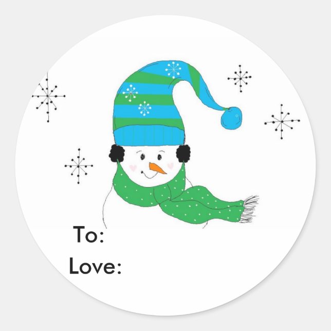 Adesivo Boneco de Neve Com Chapéu e Cachecol (Frente)