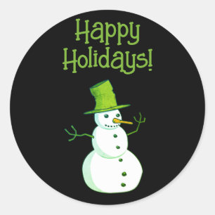 Adesivo Boneco de Neve com Chapéu Verde de Natal