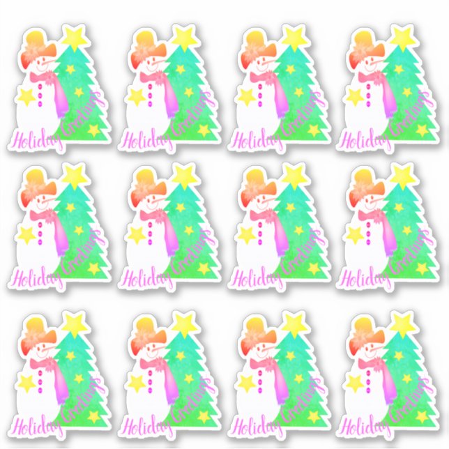 Adesivo Boneco de Neve Com Rosas e Verde (Frente)