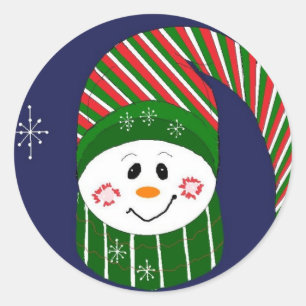 Adesivo Boneco de Neve Com Um Chapéu Listrado Comprido