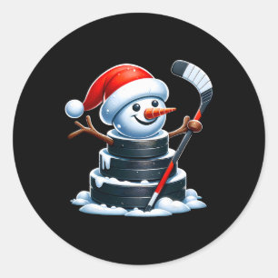Adesivo Boneco de Neve de Disco de Hockey no Gelo com Chap
