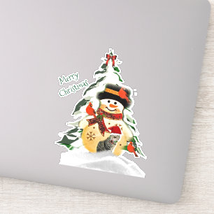 Adesivo Boneco de Neve de Natal Fofo e Amigos Animais