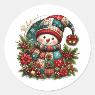 Adesivo Boneco de Neve de Patchwork de Natal
