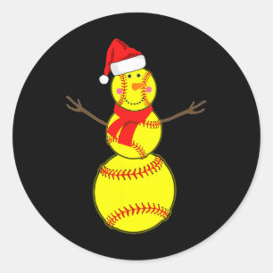 Adesivo Boneco de Neve de Softbol Natal Chapéu de Papai No