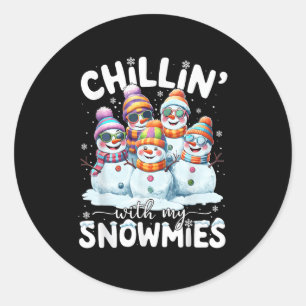 Adesivo Boneco de Neve Engraçado Relaxando Com Meus Amigos