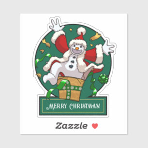 Adesivo Boneco de Neve Engraçado Surpresa de Natal Alegria
