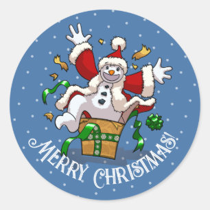 Adesivo Boneco de Neve Engraçado Surpresa de Natal Alegria