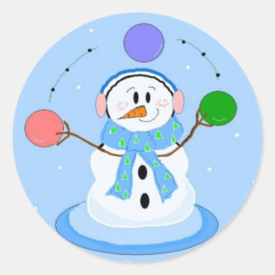 Adesivo Boneco de Neve Esportivo Fazendo Malabarismo