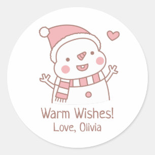 Adesivo Boneco de Neve Feliz e Fofo, Doodle de Natal