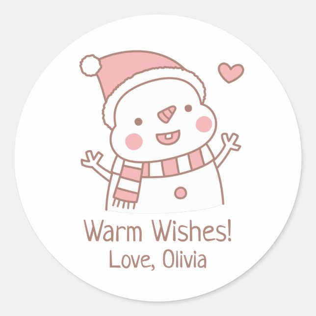 Adesivo Boneco de Neve Feliz e Fofo, Doodle de Natal (Frente)