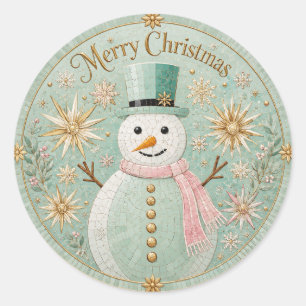 Adesivo Boneco de Neve Mosaico de Hortelã Alegria de Natal