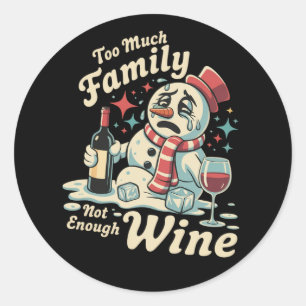 Adesivo Boneco de Neve Muita Família Pouco Vinho Sarcástic