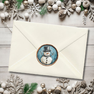 Adesivo Boneco de Neve Natal Azul Cera Falsa