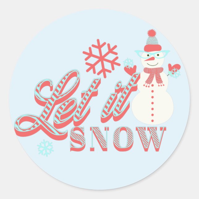 Adesivo Boneco de Neve Retro Deixe a Neve Natal  (Frente)