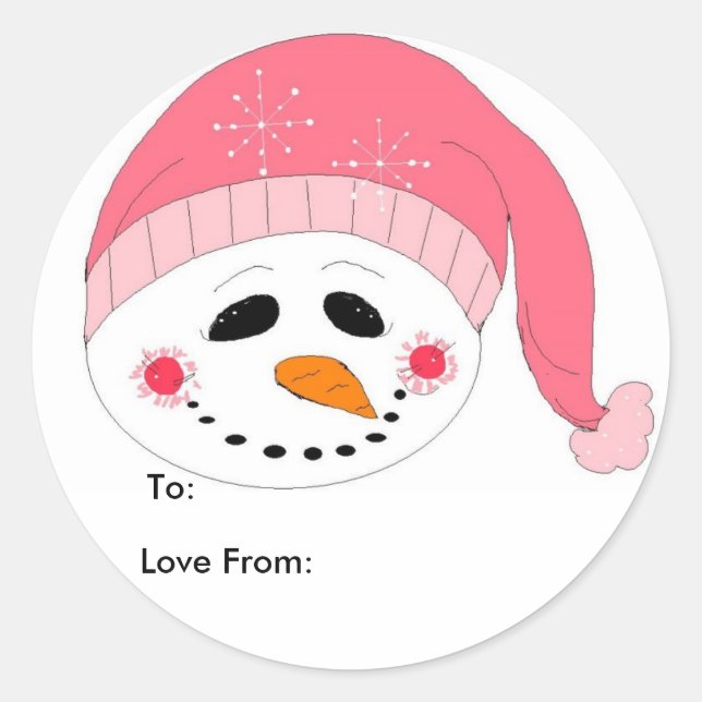 Adesivo Boneco de Neve Rosa (Frente)