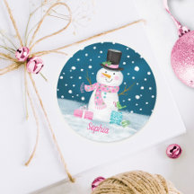 Boneco de Neve Rosa Fofo Personalizado Natal Feria
