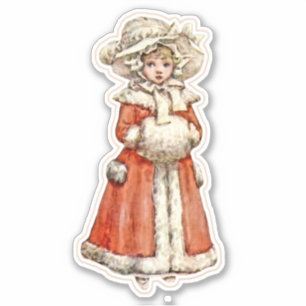 Adesivo Boneco de papel infantil vitoriano casaco de inver