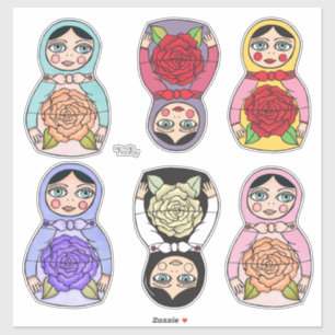 Adesivo Bonecos de Matryoshka de ninho russo ilustrados