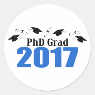 Adesivo Bonés E Diplomas De PhD De 2017 (Azul)
