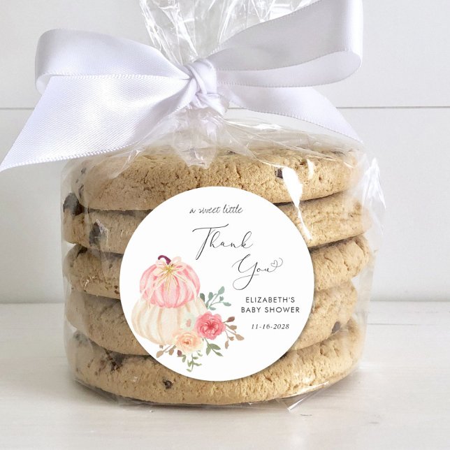 Adesivo Bonita Abóbora Aquarela Chá De Bebê Obrigado (Criador carregado)