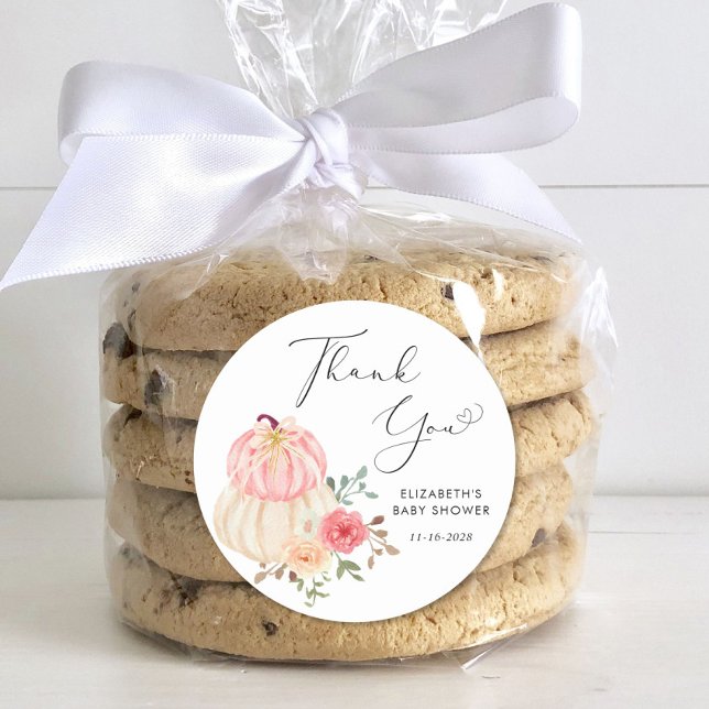 Adesivo Bonita Abóbora Aquarela Chá De Bebê Obrigado (Criador carregado)