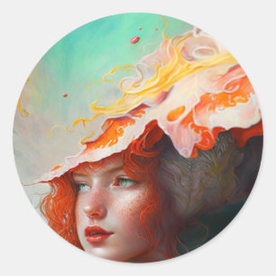 Adesivo Bonita Abstrato de Arte Vermelha Ginger Girl