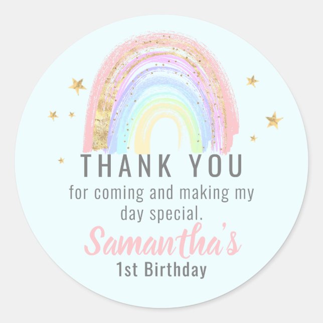 Adesivo Bonita Abstrato Rainbow Aniversário Obrigado (Frente)