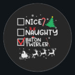 Adesivo Bonita Bastona Baton Twirler Majorette Christmas L<br><div class="desc">Belo Papai noel da Lista de Natal do Baton Twirler Majorette</div>