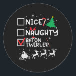 Adesivo Bonita Bastona Baton Twirler Majorette Christmas L<br><div class="desc">Belo Papai noel da Lista de Natal do Baton Twirler Majorette</div>