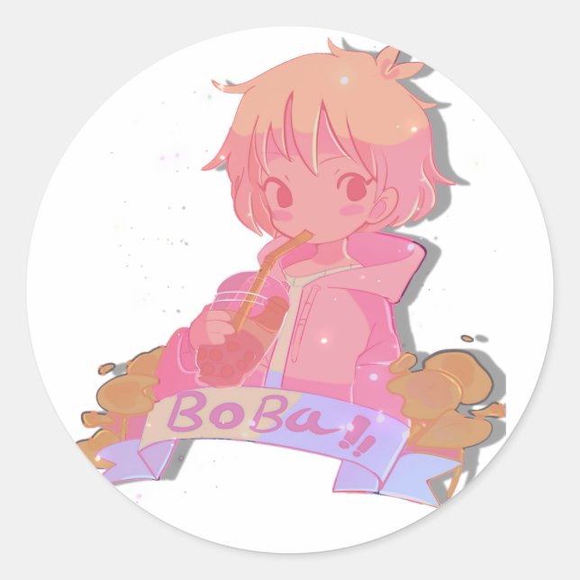 Adesivo Bonita Boba Tea Anime Sticker (Frente)