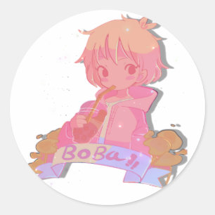 Adesivo Bonita Boba Tea Anime Sticker