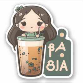 Adesivo Bonita Boba Tea Girl