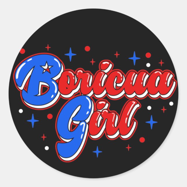 Adesivo Bonita Boricua Girl Porto Rico Glitter Sticker (Frente)