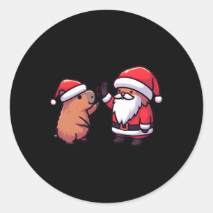 Adesivo Bonita Capybara E Papai Noel Cinco De Natal