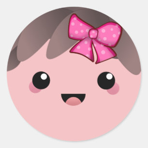 Adesivo Bonita cara feliz kawaii boneco de desenho japonê