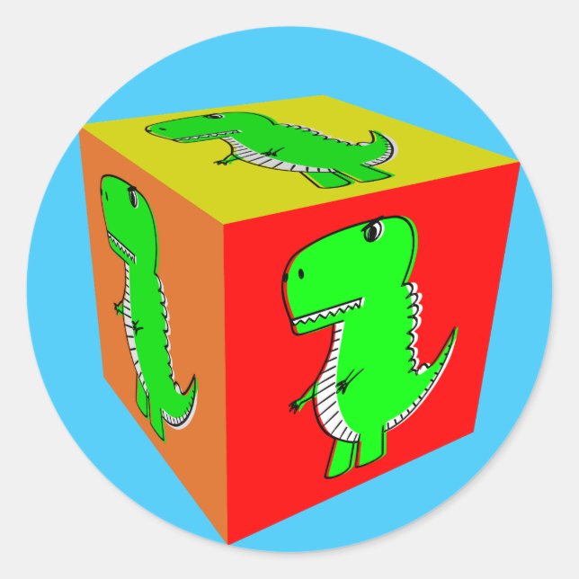 Adesivo Bonita Cartoon Dino Cube Art (Frente)