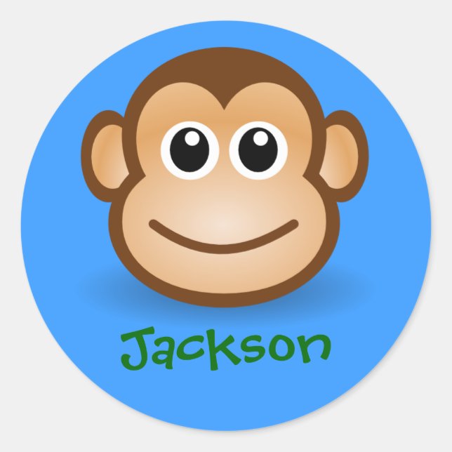 Adesivo Bonita Cartoon Feliz Macaco Face Presente Personal (Frente)