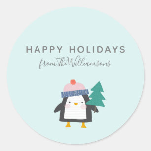 Adesivo Bonita Casa de Pinguim de Natal Personalizada 