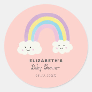 Adesivo Bonita Chá de fraldas Arco-Íris Garota Rosa Kawa