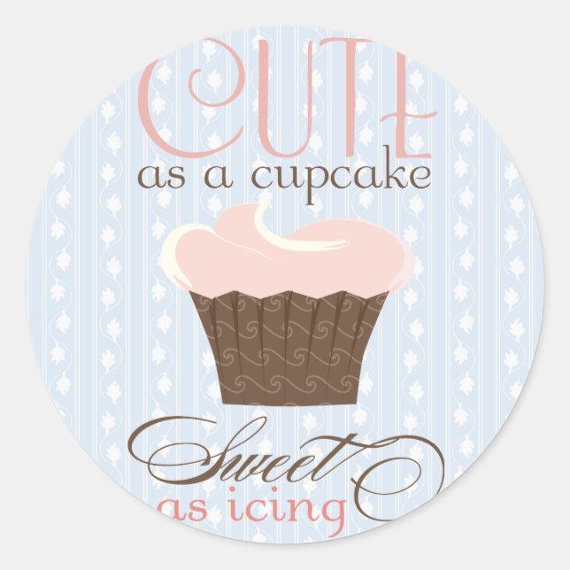 Adesivo Bonita como cupcake! Rosa e Castanho (Frente)
