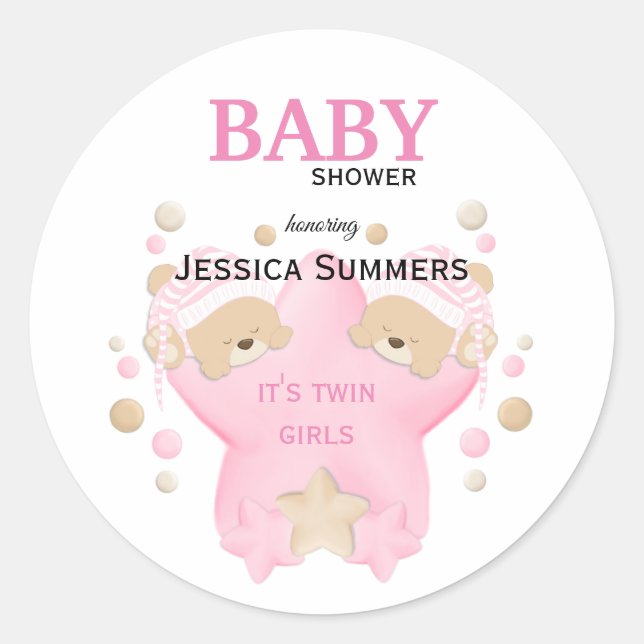 Adesivo Bonita Dormência Ursinho Geminado Garotas Chá Cl (Frente)