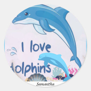 Adesivo Bonita e Colorida l Love Dolphins cita o nome