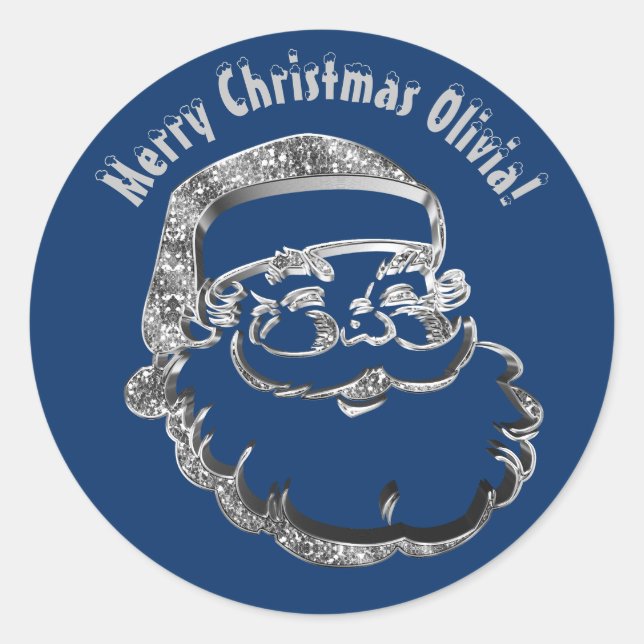 Adesivo Bonita Engraçada Santa Claus Cinza Azul Prata Nata (Frente)