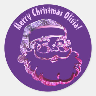 Adesivo Bonita Engraçada Santa Claus Elegante Roxo Moderno