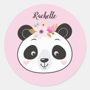 Adesivo Bonita Face Panda Rosa, Menina Personalizada