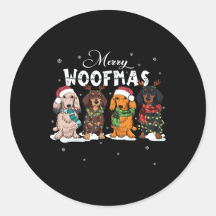 Adesivo Bonita Feliz Woofmas Dachshund Christmas Dog Reind