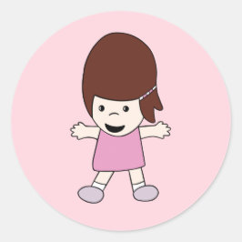 Adesivo Bonita garota de cartoon feliz em um vestilador ro