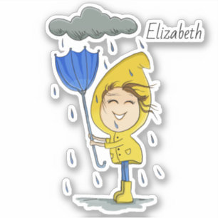 Adesivo Bonita Garota Rainy Windy Day Personalizar Gráfic