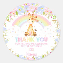 Bonita Girafa Chá de fraldas de aniversário Obriga